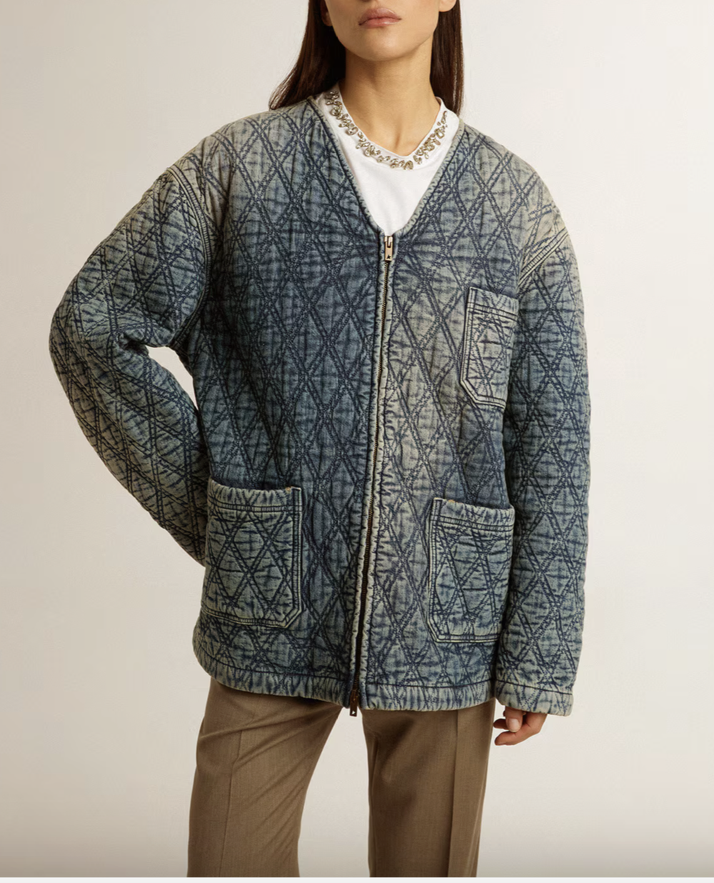 GOLDEN GOOSE JOURNEY ジャケット Golden Goose Journey W's Padded Jacket Full Zip Medium Denim